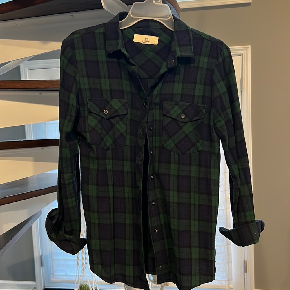 Navy and green flannel
